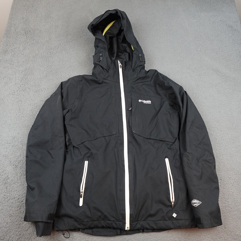 Columbia Black Jacket with White Zippers